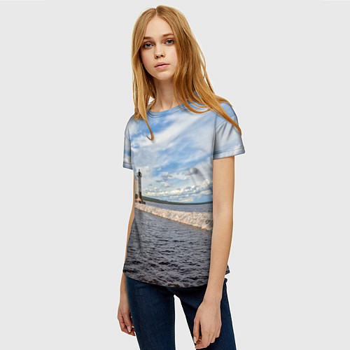 Женская футболка Маяк на Ладоге / 3D-принт – фото 3