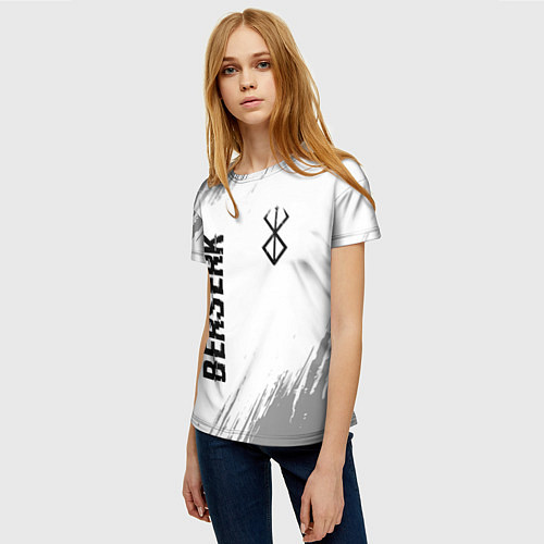 Женская футболка Berserk glitch на светлом фоне: надпись, символ / 3D-принт – фото 3