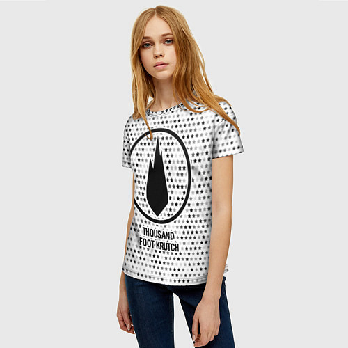 Женская футболка Thousand Foot Krutch glitch на светлом фоне / 3D-принт – фото 3