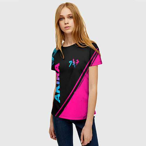 Женская футболка Akira - neon gradient: надпись, символ / 3D-принт – фото 3
