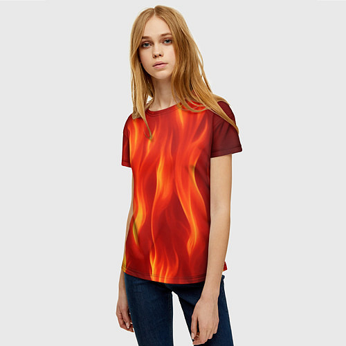 Женская футболка Огонь рыжий / 3D-принт – фото 3