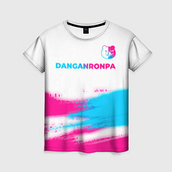 Женская футболка Danganronpa neon gradient style: символ сверху