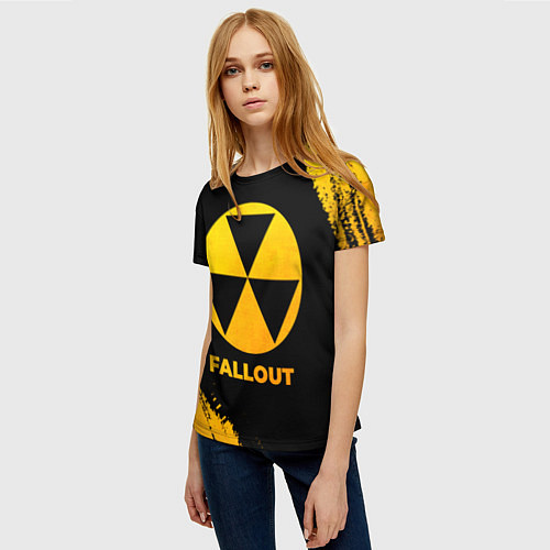 Женская футболка Fallout - gold gradient / 3D-принт – фото 3
