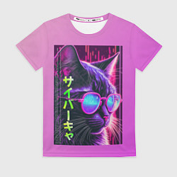 Футболка женская Кибер-кот, цвет: 3D-принт