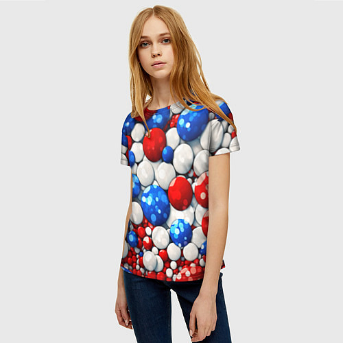 Женская футболка Шарики в цветах флага РФ / 3D-принт – фото 3