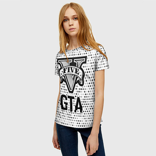 Женская футболка GTA glitch на светлом фоне / 3D-принт – фото 3
