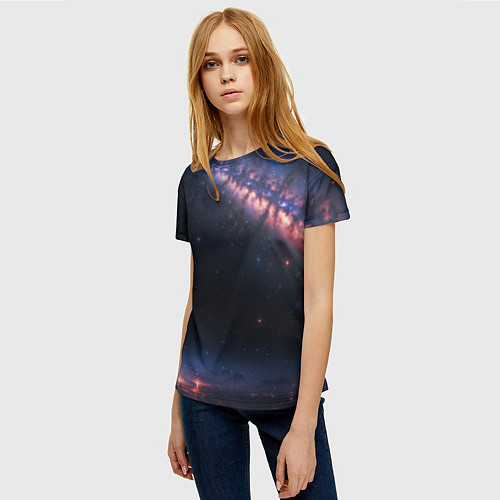 Женская футболка Млечный путь в звездном небе / 3D-принт – фото 3