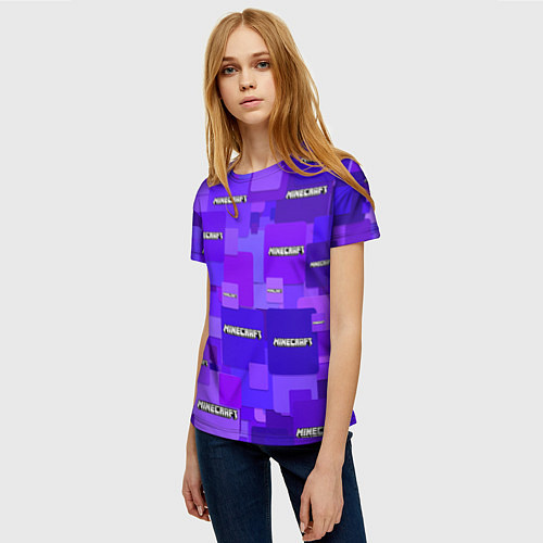 Женская футболка Minecraft pattern logo / 3D-принт – фото 3