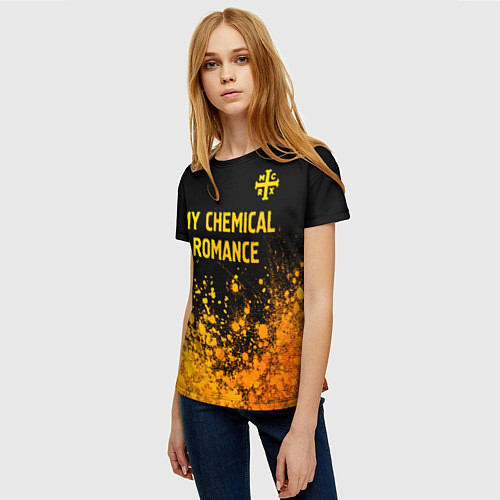 Женская футболка My Chemical Romance - gold gradient: символ сверху / 3D-принт – фото 3