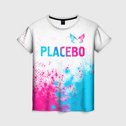 Футболка женская Placebo neon gradient style: символ сверху, цвет: 3D-принт