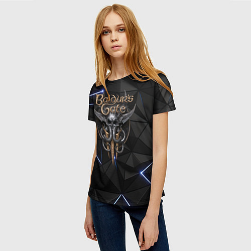 Женская футболка Baldurs Gate 3 black blue / 3D-принт – фото 3