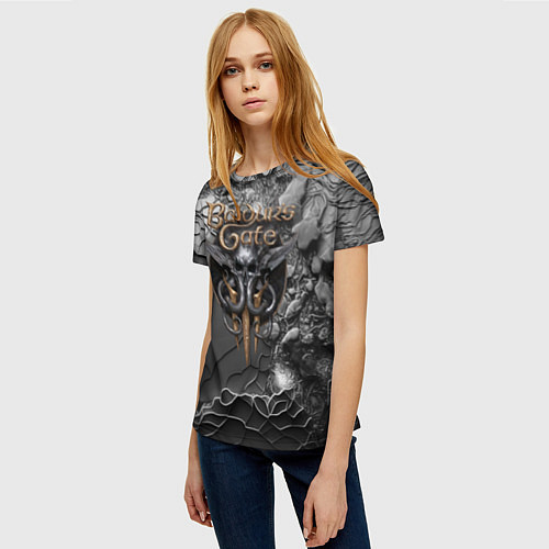 Женская футболка Baldurs Gate 3 logo dark / 3D-принт – фото 3
