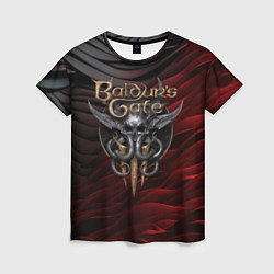 Футболка женская Baldurs Gate 3 logo dark red black, цвет: 3D-принт