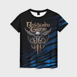 Футболка женская Baldurs Gate 3 logo blue geometry, цвет: 3D-принт