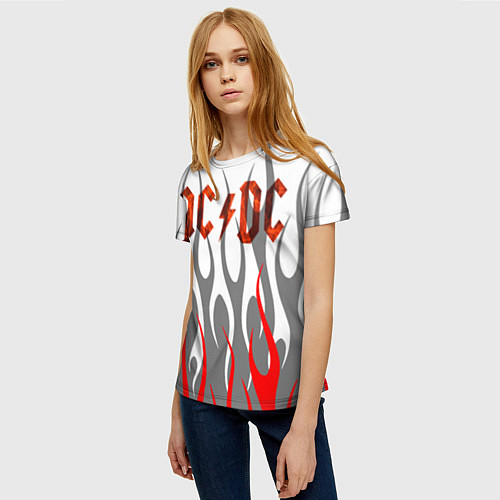 Женская футболка Acdc пламя / 3D-принт – фото 3