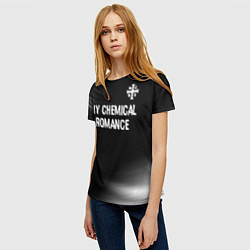 Футболка женская My Chemical Romance glitch на темном фоне: символ, цвет: 3D-принт — фото 2