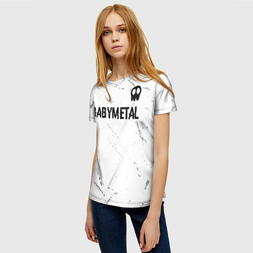 Женская футболка Babymetal glitch на светлом фоне: символ сверху / 3D-принт – фото 3