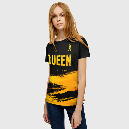Женская футболка Queen - gold gradient: символ сверху / 3D-принт – фото 3