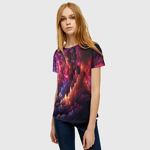 Женская футболка Звездная космическая спираль / 3D-принт – фото 3