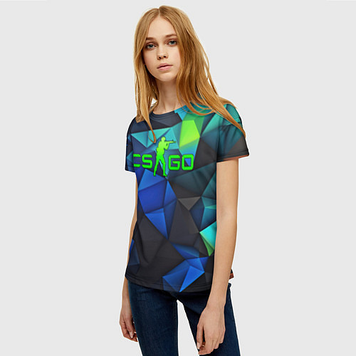 Женская футболка CSGO blue abstract / 3D-принт – фото 3