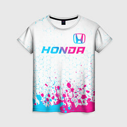 Футболка женская Honda neon gradient style: символ сверху, цвет: 3D-принт