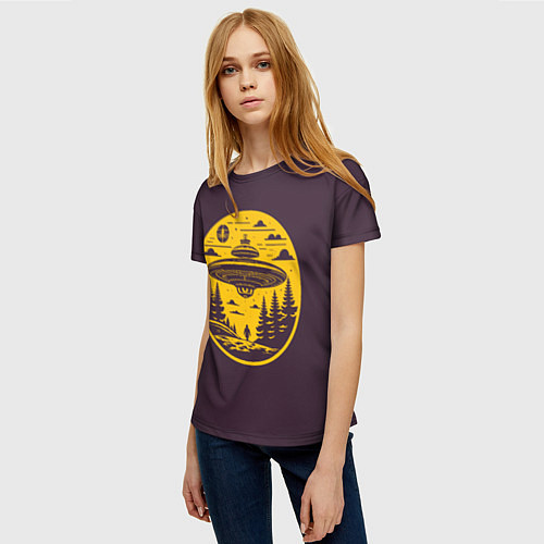 Женская футболка Инопланетное вторжение летающая тарелка / 3D-принт – фото 3