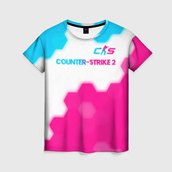 Футболка женская Counter-Strike 2 neon gradient style: символ сверх, цвет: 3D-принт