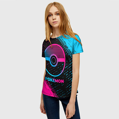 Женская футболка Pokemon - neon gradient / 3D-принт – фото 3