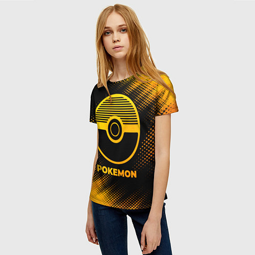 Женская футболка Pokemon - gold gradient / 3D-принт – фото 3