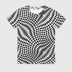 Женская футболка Черно-белая шахматная иллюзия