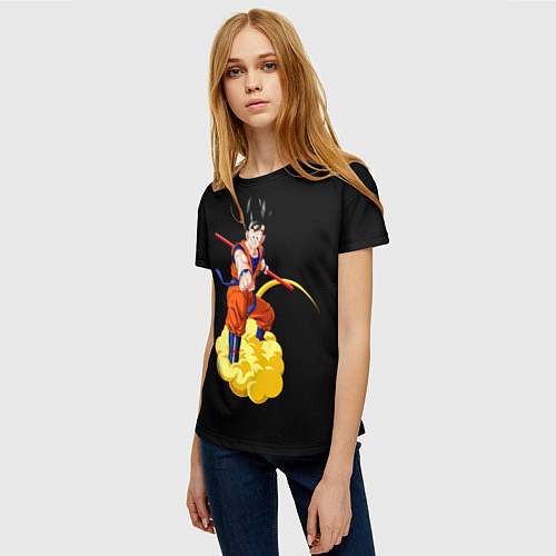 Женская футболка Гоку на облаке / 3D-принт – фото 3