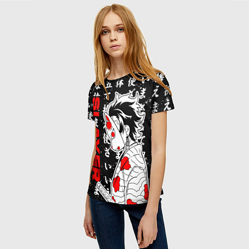 Женская футболка Клинок рассекающий демонов - Танджиро / 3D-принт – фото 3
