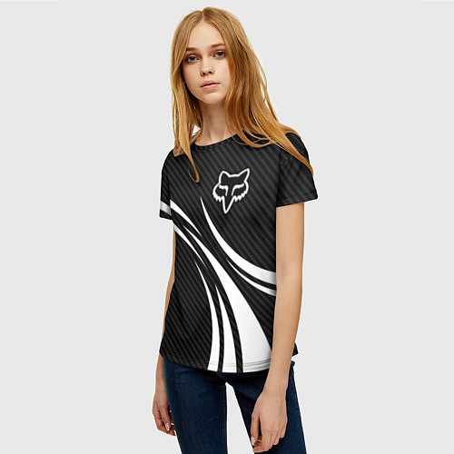 Женская футболка Fox carbon line - white / 3D-принт – фото 3
