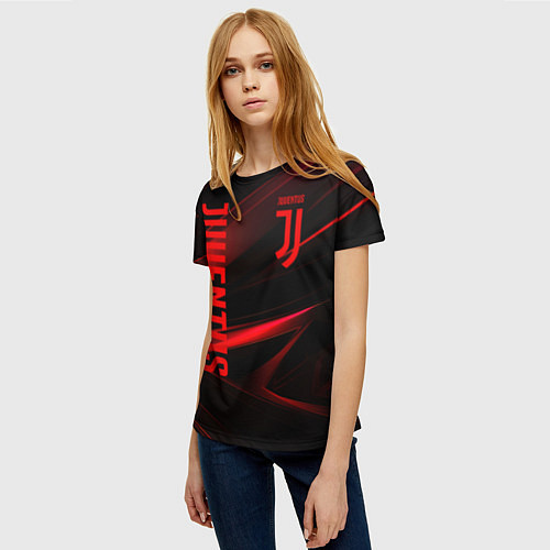 Женская футболка Juventus black red logo / 3D-принт – фото 3