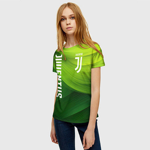 Женская футболка Ювентус лого на зеленом фоне / 3D-принт – фото 3