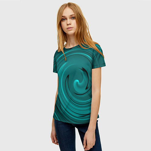 Женская футболка Малахитовый вихрь / 3D-принт – фото 3