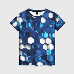 Футболка женская Cyber hexagon Blue, цвет: 3D-принт