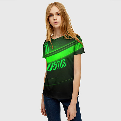 Женская футболка Juventus green line / 3D-принт – фото 3