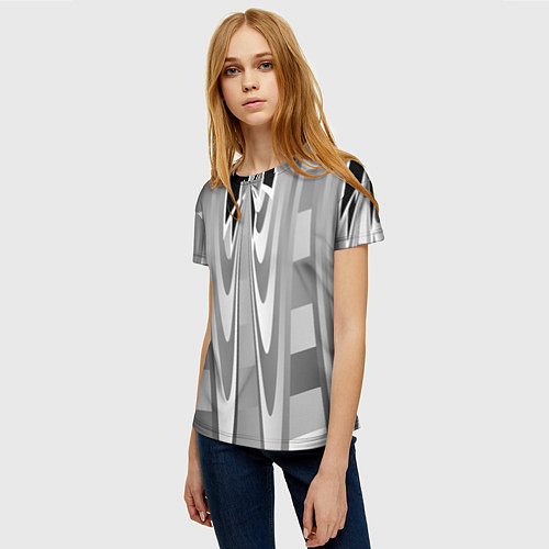 Женская футболка Серая геометрия / 3D-принт – фото 3