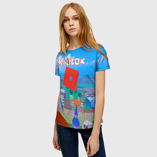 Женская футболка Роблокс город / 3D-принт – фото 3