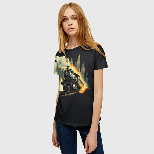 Женская футболка Поезд путешествие / 3D-принт – фото 3