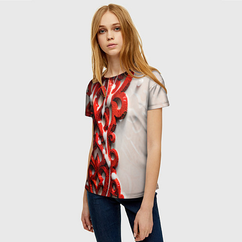 Женская футболка Красно-Черные Импульсы / 3D-принт – фото 3