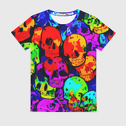 Футболка женская Паттерн из черепов - поп-арт - мода, цвет: 3D-принт