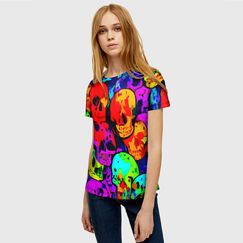Женская футболка Паттерн из черепов - поп-арт - мода / 3D-принт – фото 3