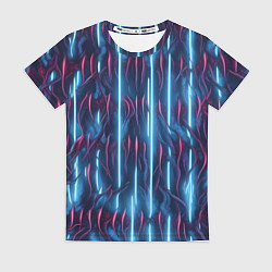 Футболка женская Голубые кибер линии, цвет: 3D-принт