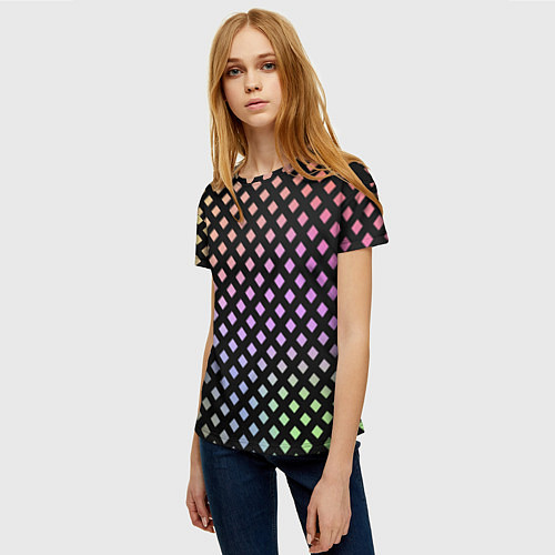Женская футболка Цветной под сеткой имитация / 3D-принт – фото 3