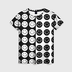 Женская футболка Smiley black and white