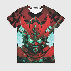 Футболка женская Красный робот самурай, цвет: 3D-принт