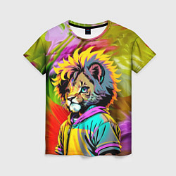 Футболка женская Funny lion cub - pop art, цвет: 3D-принт