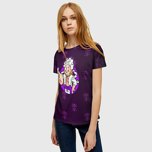 Женская футболка One piece - Луффи в стиле Пип-Бой / 3D-принт – фото 3